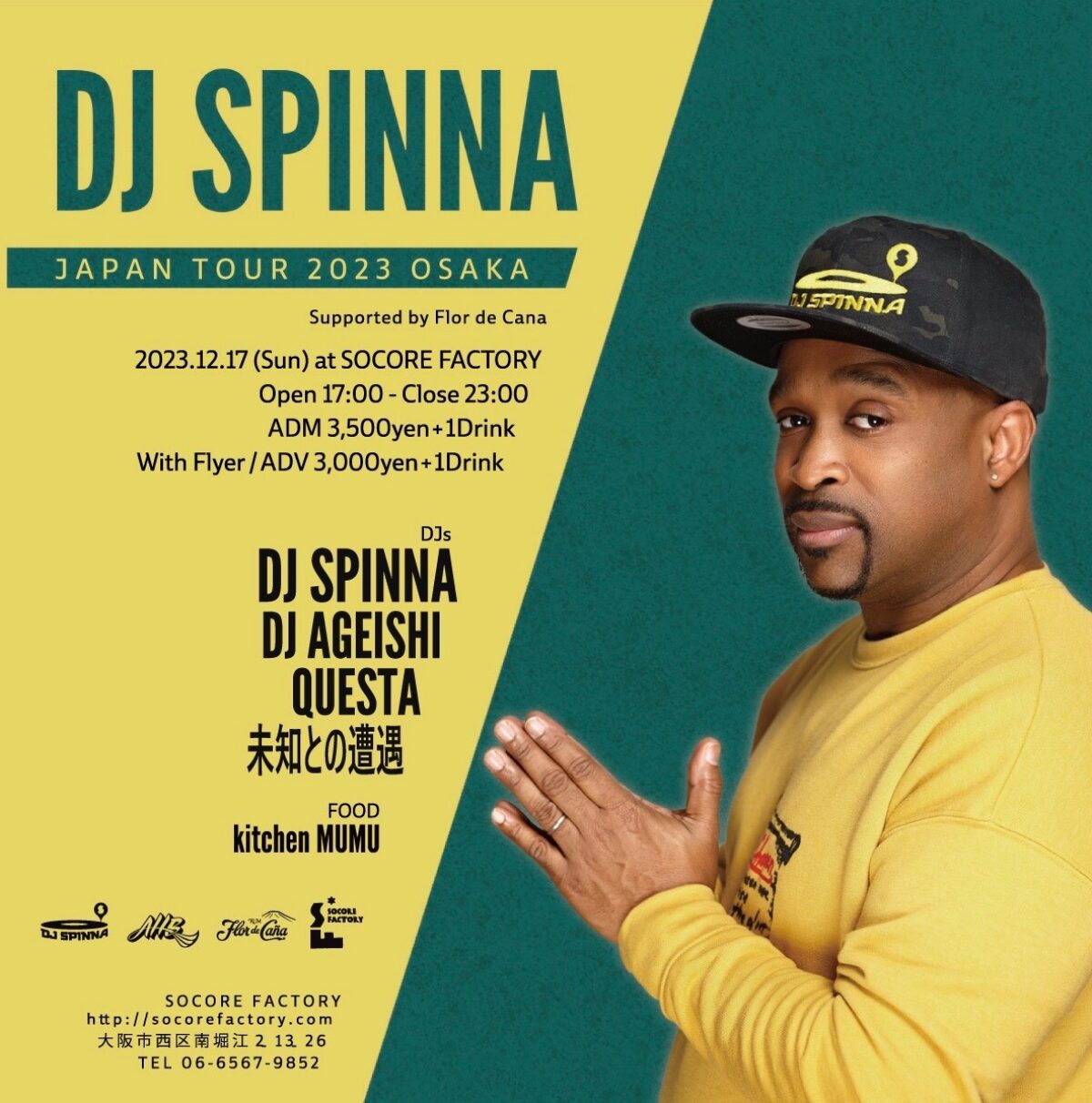 DJ SPINNA JAPAN TOUR 2023 Supported by Flor de Cana - SOCORE