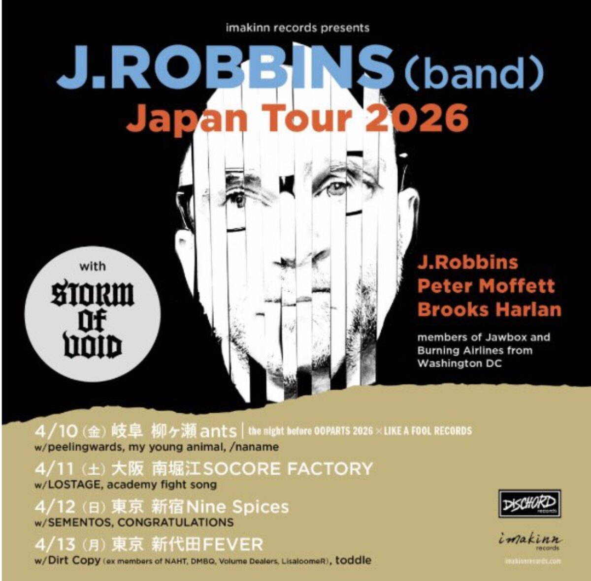 J. ROBBINS (band) Japan Tour 2026 with STORM OF VOID - SOCORE
